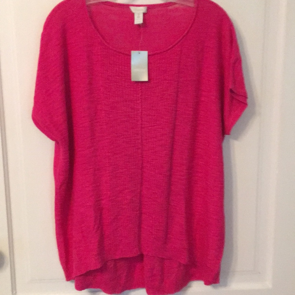 NWT Chico’s SZ 2 12/14 hot pink summer sweater top